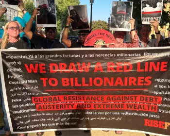 Miles de personas alzan la voz en 84 ciudades de todo el mundo para trazar una línea roja a la era de los multimillonarios y desmantelar el sistema construido para servir al 1 %